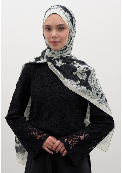 Wıld Paısley Desen Şal Lacivert