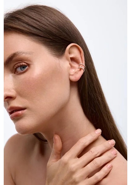 Zirkon Taşlı Kıkırdak Küpe 2li Set