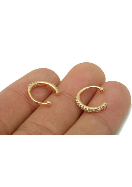 Zirkon Taşlı Kıkırdak Küpe 2li Set modelleri