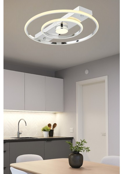 Alfa 45 cm Plafonyer LED Avize 3 Renk Işık Modlu (Beyaz / Sarı / Gün Işığı)