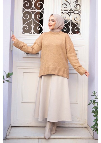 Bisküvi Tesettür Triko Kazak Tunik 55551BS