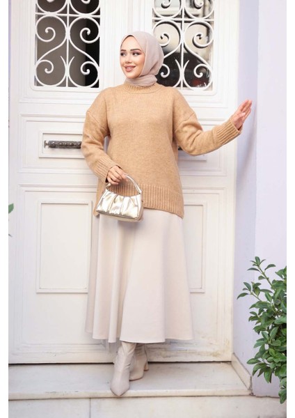 Bisküvi Tesettür Triko Kazak Tunik 55551BS modelleri