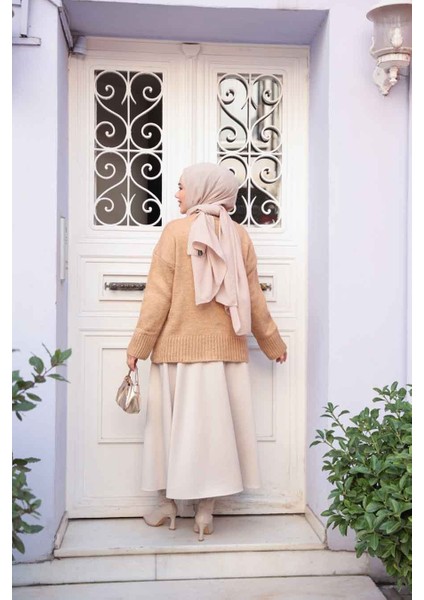 Bisküvi Tesettür Triko Kazak Tunik 55551BS fırsatları