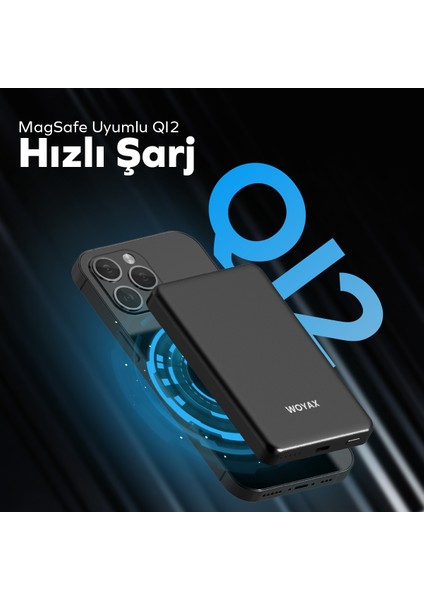Magsafe Powerbank 5000 Mah Qı2 Siyah Renk 20W Hızlı Taşınabilir Şarj Cihazı modelleri