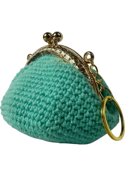 El Örgüsü Düz Renk Mini Bozuk Para Cüzdanı