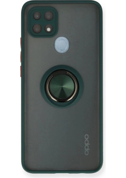 Oppo A15 Kılıf Montreal Yüzüklü Silikon Kapak - Yeşil