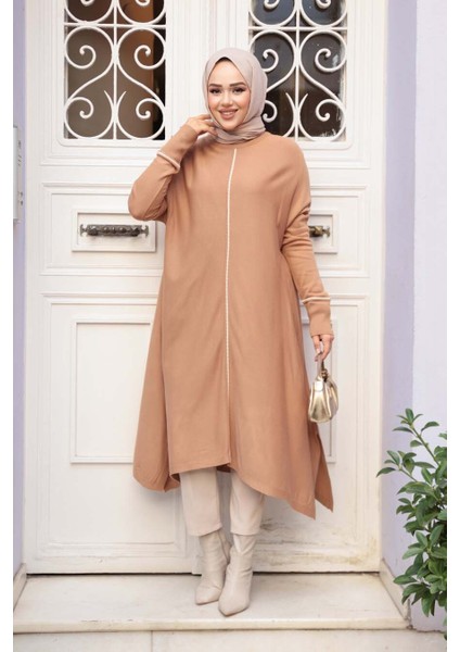 Bisküvi Tesettür Triko Panço Tunik 58651BS fiyatları