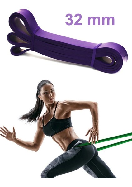 Resistance Powerband 32 mm Mor Güç Bandı Sert Direnç Lastiği Pilates Latex Aerobik Squat Mor