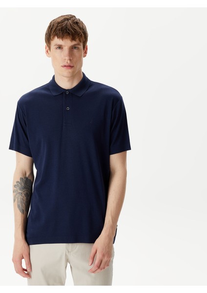 Erkek Lacivert Classic Fit Kısa Kollu Polo