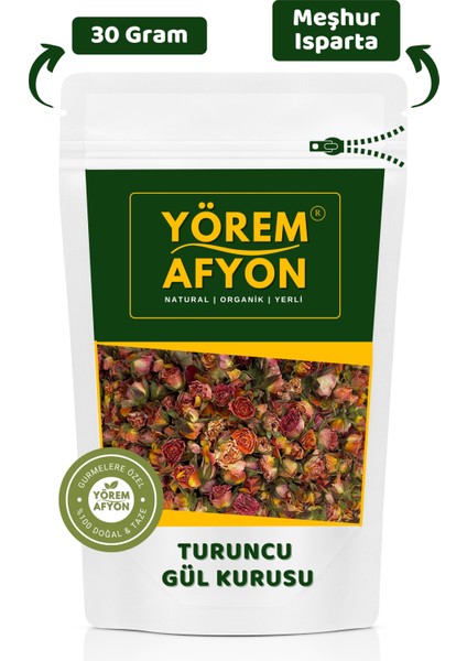 Yörem Afyon Meşhur Isparta Yöresinden Kurutulmuş Tomurcuk Kokulu Turuncu Gül Kurusu (Rose Odorata) | 30GR.