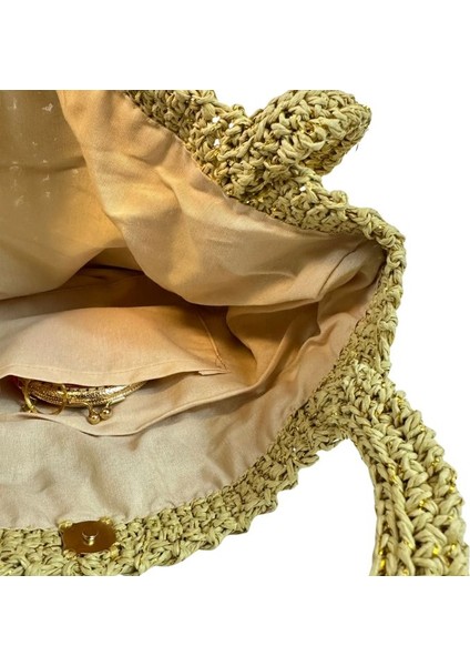 0844 El Örgüsü Simli Kağıt Ip Omuz Çantası / 38 cm x 30 cm modelleri