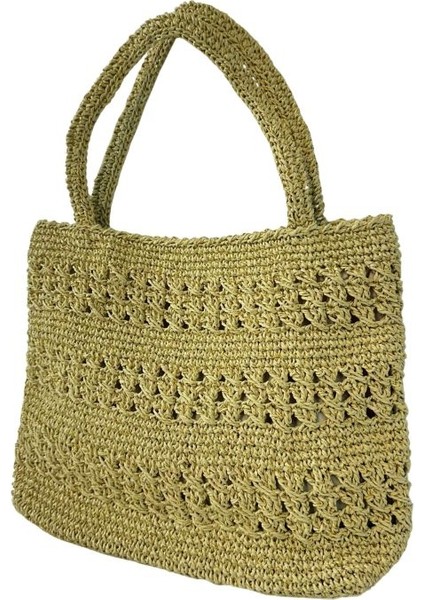 0844 El Örgüsü Simli Kağıt Ip Omuz Çantası / 38 cm x 30 cm fırsatları