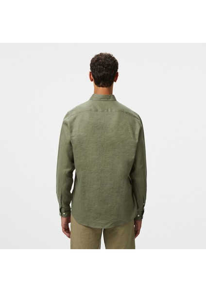 Erkek Yeşil Classic Fit Keten Gömlek fiyatları