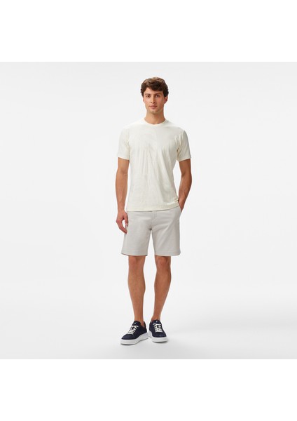 Erkek Krem Regular Fit Desenli T-Shirt modelleri