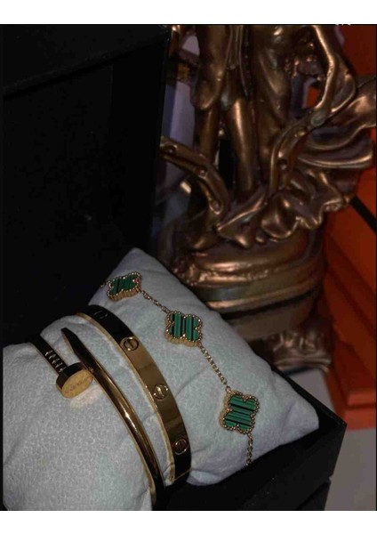Gold Yeşil 3lü Bileklik,kelepçe Seti Çelik Set fiyatları