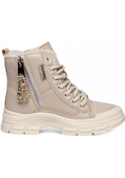 Conpax Filet 5428 Cilt Bej Kürklü Kaymaz Taban Kız Çocuk Kışlık Bot