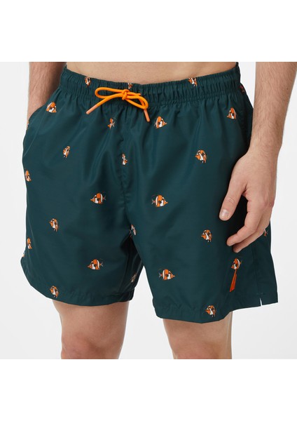 Erkek Yeşil Regular Fit Desenli Deniz Şortu fırsatları