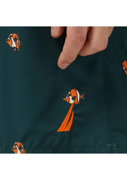 Erkek Yeşil Regular Fit Desenli Deniz Şortu indirimleri