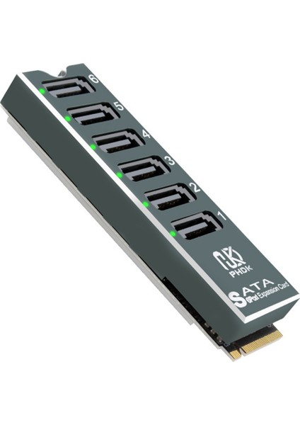Phdk M.2 Nvme - Sata3.0 Adaptör Kartı 6 Portlu Pcı-E - Sata ASM1166 Çip 6 Gbps Genişletme Kartı Desteği Pm (Yurt Dışından)