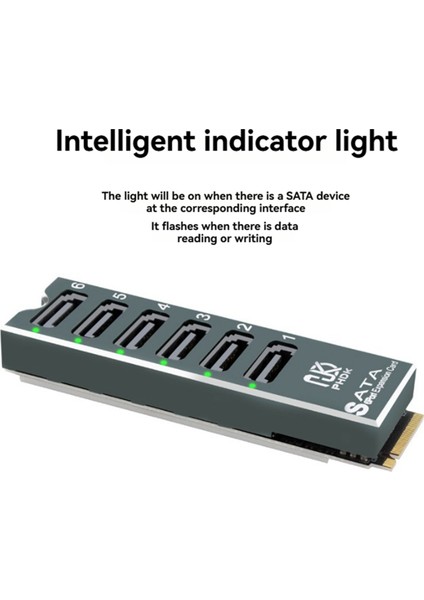 Phdk M.2 Nvme - Sata3.0 Adaptör Kartı 6 Portlu Pcı-E - Sata ASM1166 Çip 6 Gbps Genişletme Kartı Desteği Pm (Yurt Dışından) fırsatları