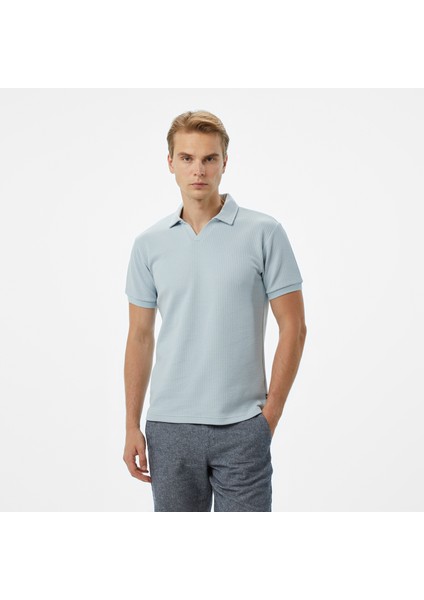 Erkek Mavi Classic Fit Polo