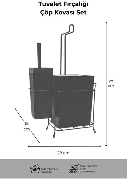 Siyah Demir Standlı Tuvalet Seti – Çöp Kovası, Tuvalet Fırçası ve Kağıt Havluluk modelleri