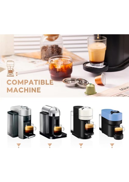 Vertuoline Vertuo Next Pop Makinesi Için 40 ml Yeniden Kullanılabilir Kapsül Adaptörü Nespresso Kahve Kapsül Pod'larıyla Uyumlu (Yurt Dışından) modelleri