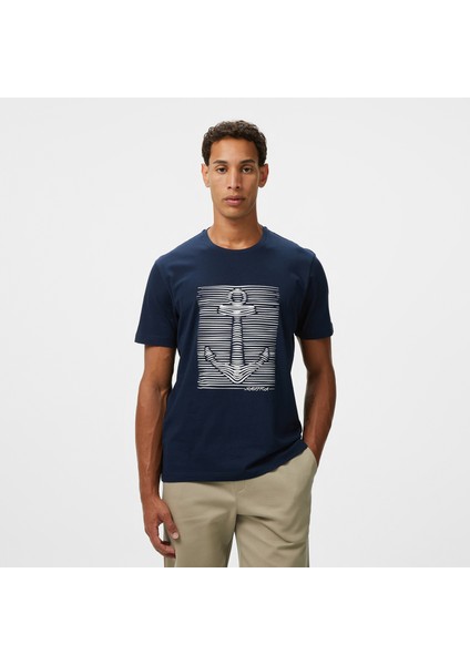 Erkek Lacivert Regular Fit Baskılı T-Shirt