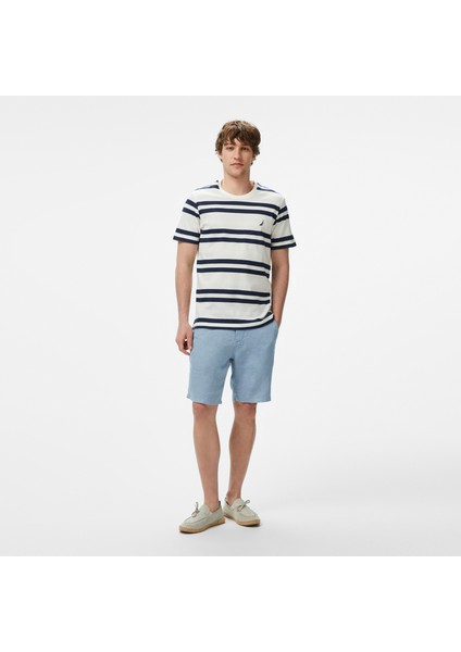 Erkek Krem Regular Fit Çizgili T-Shirt modelleri