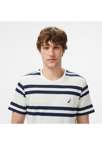 Erkek Krem Regular Fit Çizgili T-Shirt fırsatları