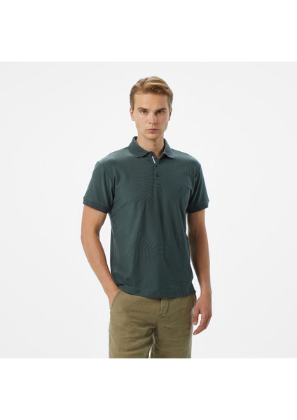 Erkek Yeşil Classic Fit Desenli Polo