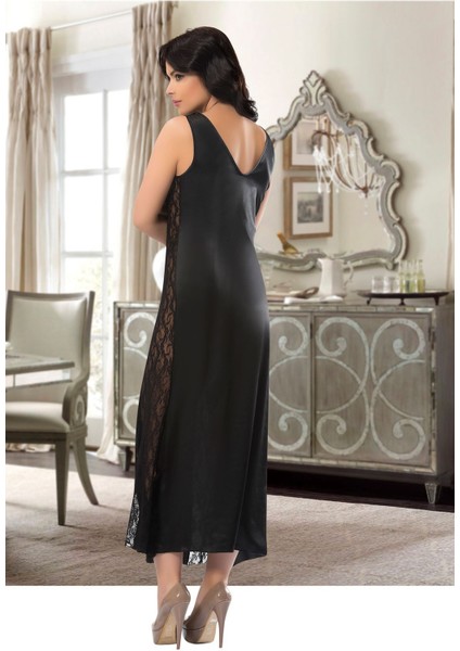 Zengezur Siyah Dantelli Saten Gecelik - 085 - Beden L/xl fiyatları
