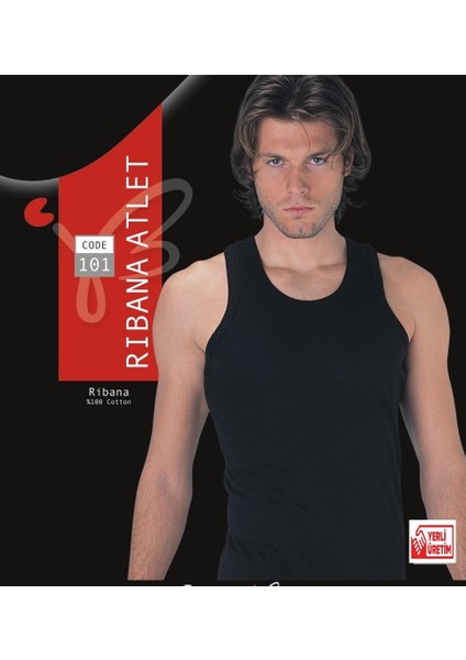 Erkek Siyah Ribana Atlet % 100 Pamuklu Atlet 3'lü Paket 101-3S fiyatları