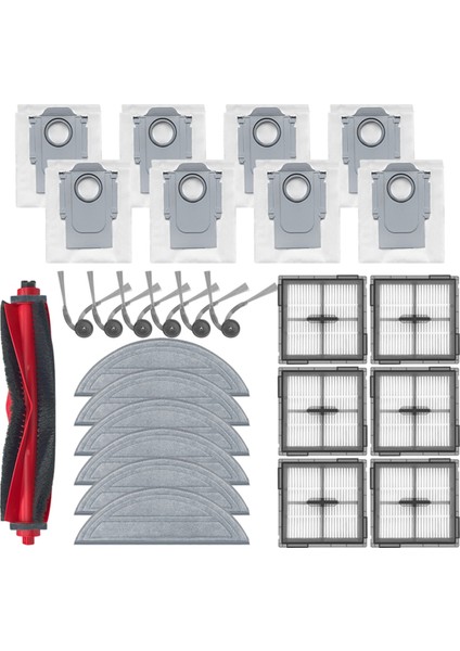 Roborock Q10 S5/Q10 S5+/Q10 X5/Q10 X5+/Q10 VF/Q10 Vf+ Yedek Parçalar Ana Fırça Yan Fırça Filtre Paspas Bezi Toz Torbası (Yurt Dışından)