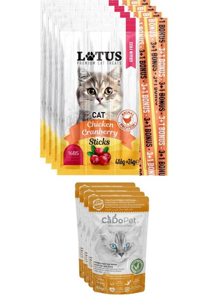 Tavuk Etli Kızılcıklı 4 Adet 4lü Leziz Kedi Sticks Ödül Çubukları, 4 Chicken Punch