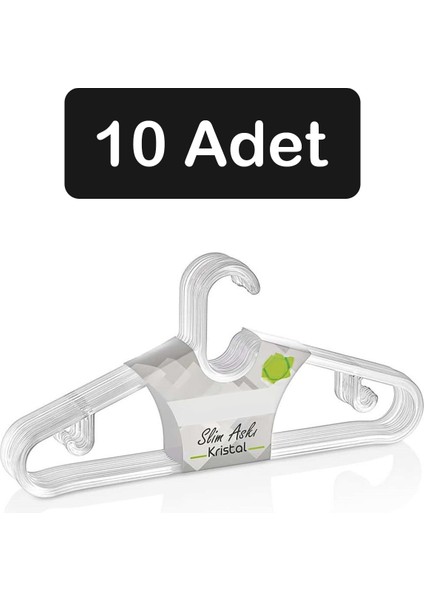 10 Adet Kristal Plastik Elbise Askısı Kıyafet Askısı Pantolon Askısı Etek Askısı