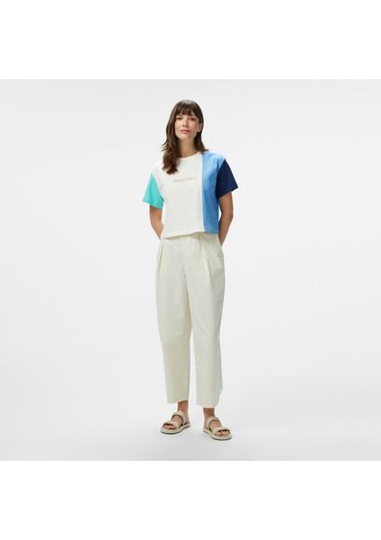 Kadın Mavi Regular Fit Renk Bloklu T-Shirt modelleri