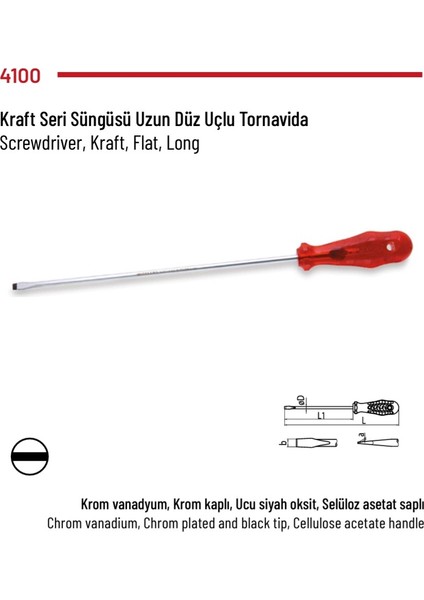 Tornavida Uzun Düz (Kraft Seri) 3*250