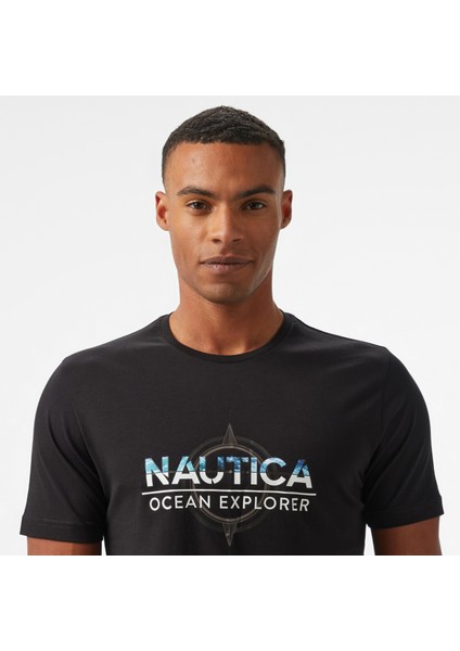 Erkek Siyah Regular Fit Baskılı T-Shirt fırsatları