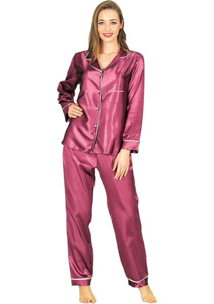 Zengezur Mor Saten Pijama Takımı - 1613 - Beden S/m