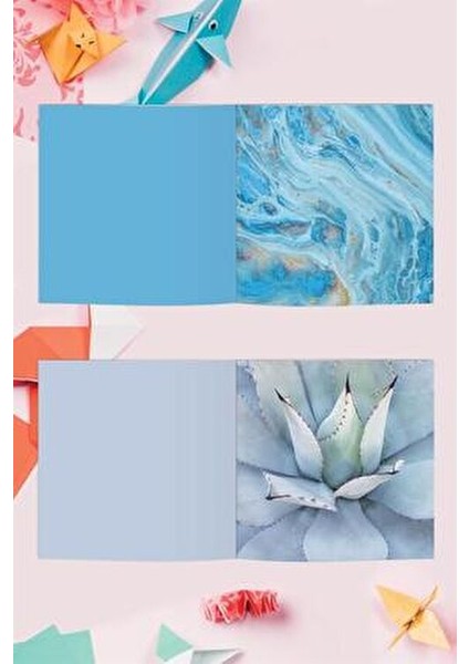 Origami Mermer ve Çiçek Desenli 246 Adet Karton Kağıt 14cm x 14cm Boyutunda