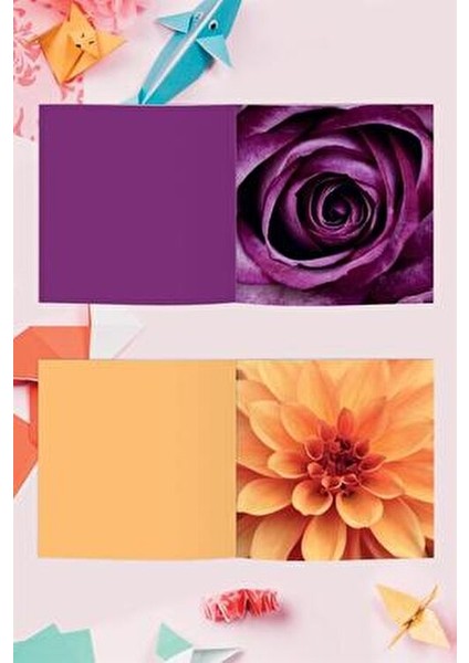 Origami Mermer ve Çiçek Desenli 246 Adet Karton Kağıt 14cm x 14cm Boyutunda