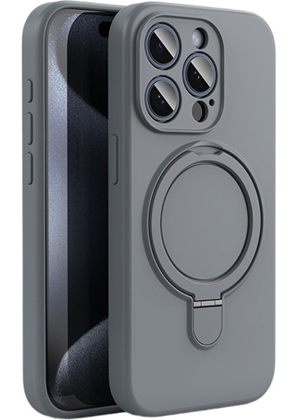 Yeni Apple Cep Telefonu Kılıfı Braketi Manyetik Sıvı Silikon IPHONE15PROMAX Koruyucu Kılıf Ultra Ince Yumuşak (Yurt Dışından)
