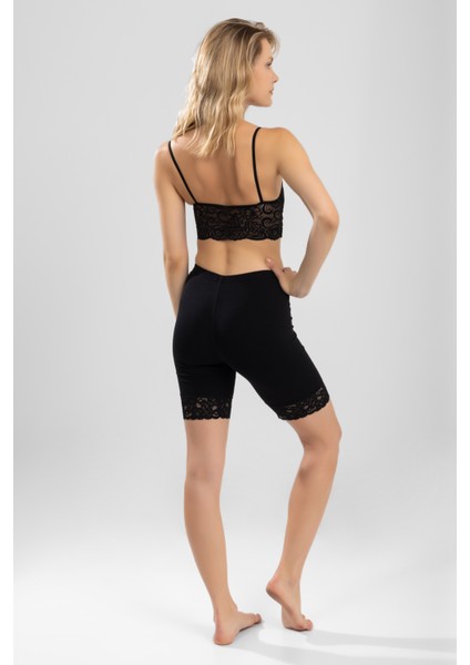 Kadın Dantel Paçalı Tayt 8030-1 Siyah modelleri