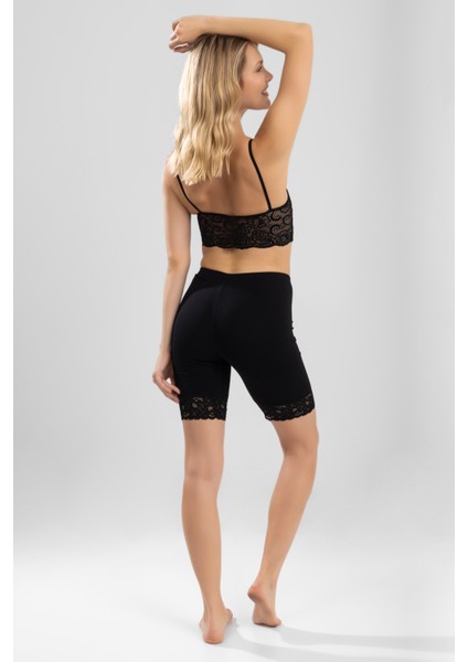 Kadın Dantel Paçalı Tayt 8030-1 Siyah fırsatları