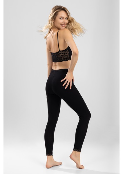 Kadın Bilekleri Güpürlü Tayt 8905 Siyah fiyatları