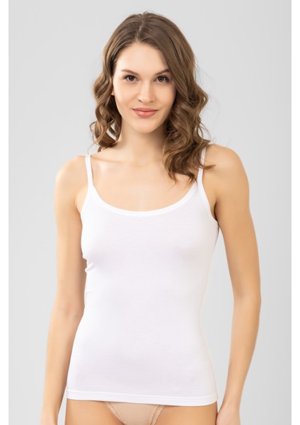 Kadın Ince Askı Bamboo Düz Atlet 6122-1 Beyaz