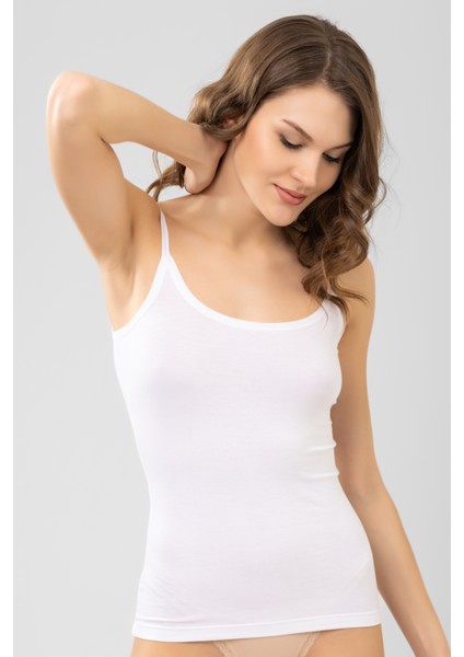 Kadın Ince Askı Bamboo Düz Atlet 6122-1 Beyaz modelleri