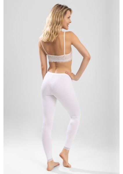 Kadın Bilekleri Güpürlü Tayt 8905 Beyaz indirimleri