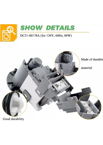 DC31-00178A DC31-00187A Samsung Çamaşır Makinesi Için Çamaşır Makinesi Tahliye Pompası Motoru - DC31-00178D B35-3A'NIN Yerini Alır (Yurt Dışından) fiyatları